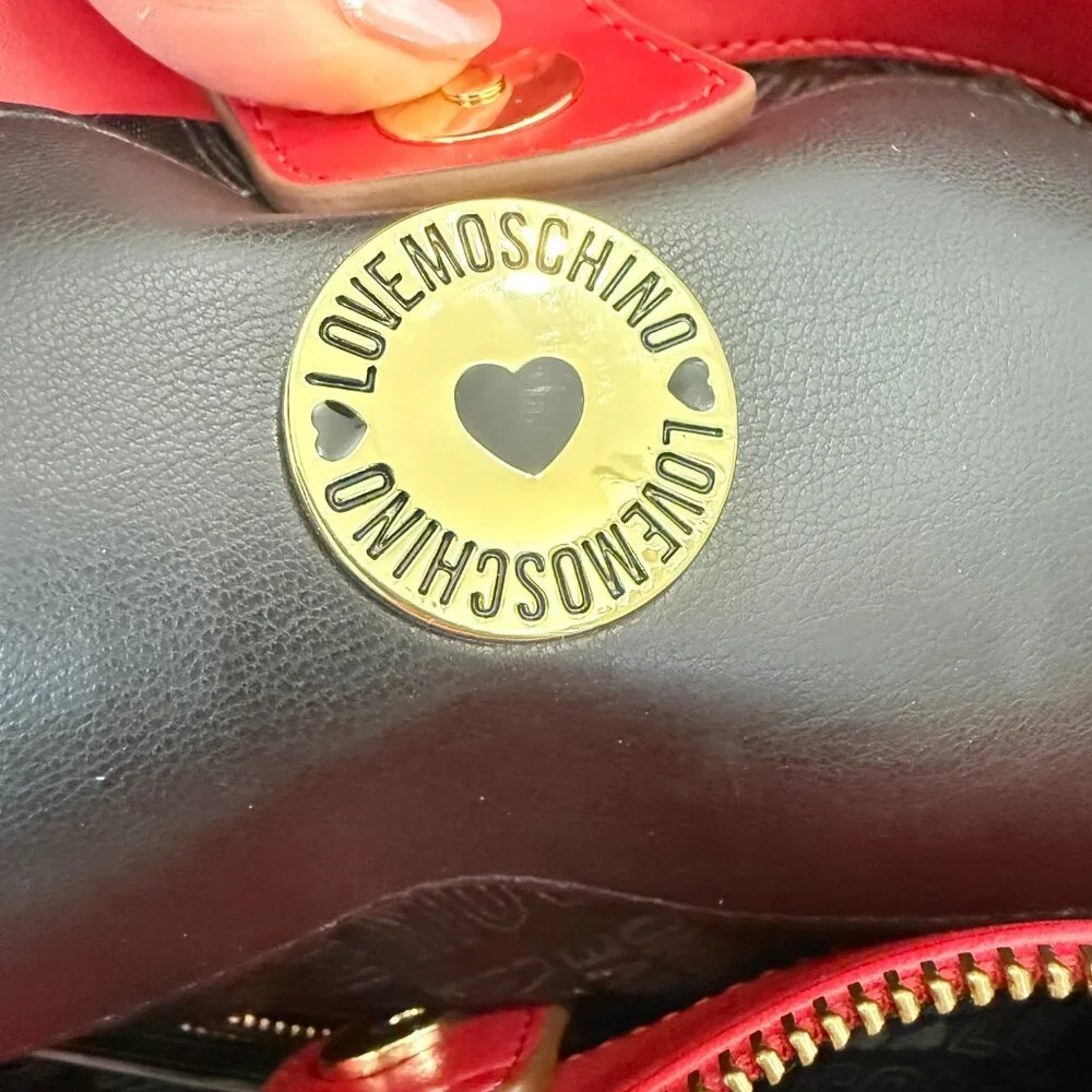 Love Moschino Red Vegan Leather Bag with Gold Hardware Worn Once - Picture 9 of 17